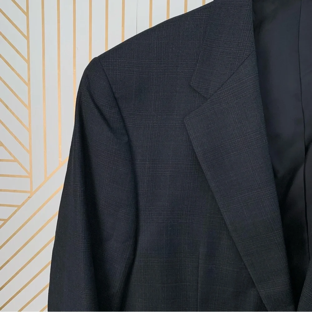 Izod 100% Wool Tweed Plaid blazer Sport Coat Jacket Classic Timeless gray 42R